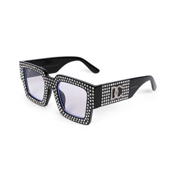 Diamond Eyes | Black Crystal Wayfarer Transparent Sunglass