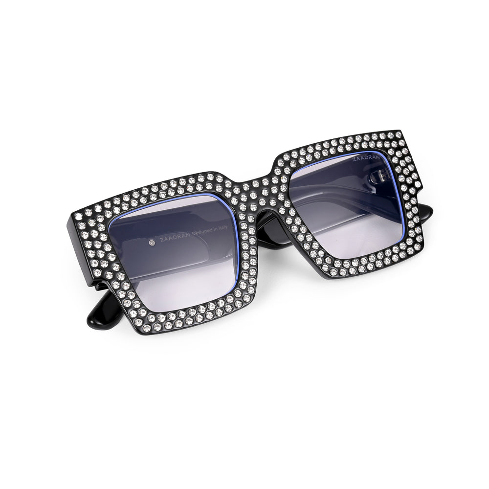 Diamond Eyes | Black Crystal Wayfarer Transparent Sunglass