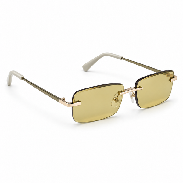 Richmond | Silver Green Rimless Rectangle Sunglass