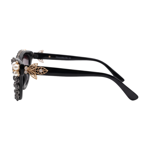 Enchanted Rose Cat‑Eye Black Sunglass