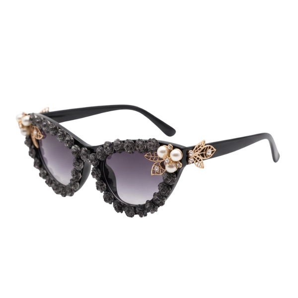 Enchanted Rose Cat‑Eye Black Sunglass