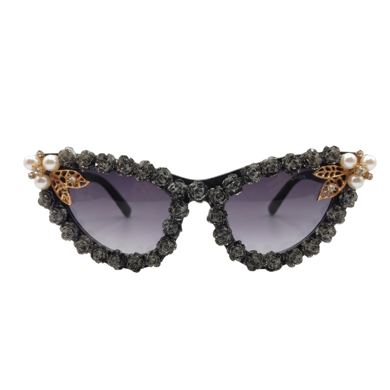 Enchanted Rose Cat‑Eye Black Sunglass