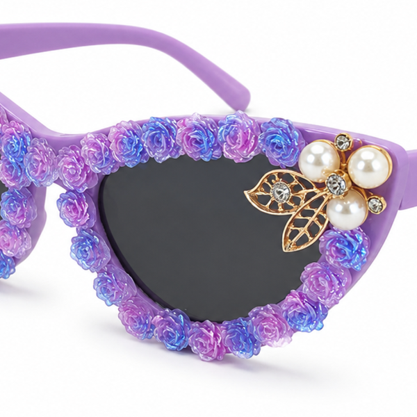 Enchanted Rose Cat‑Eye Purple Sunglass