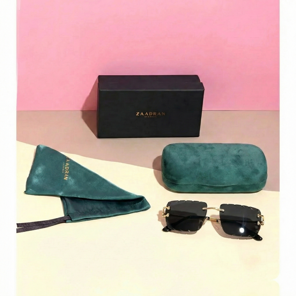 Alberta | Black Rimless Square Sunglass - (ZAADRLABBLK0007)