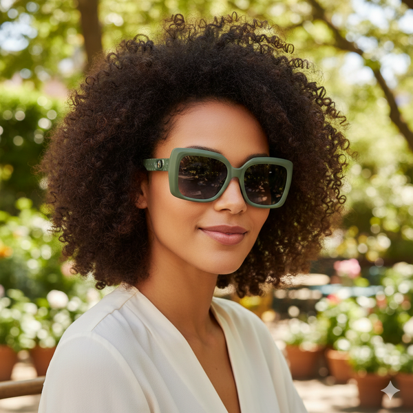 NY | Green Wayfarer Oversize Sunglass