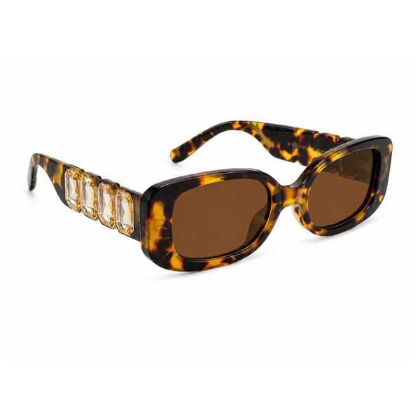 Russia | Leopard Diamond Rectangle Sunglass