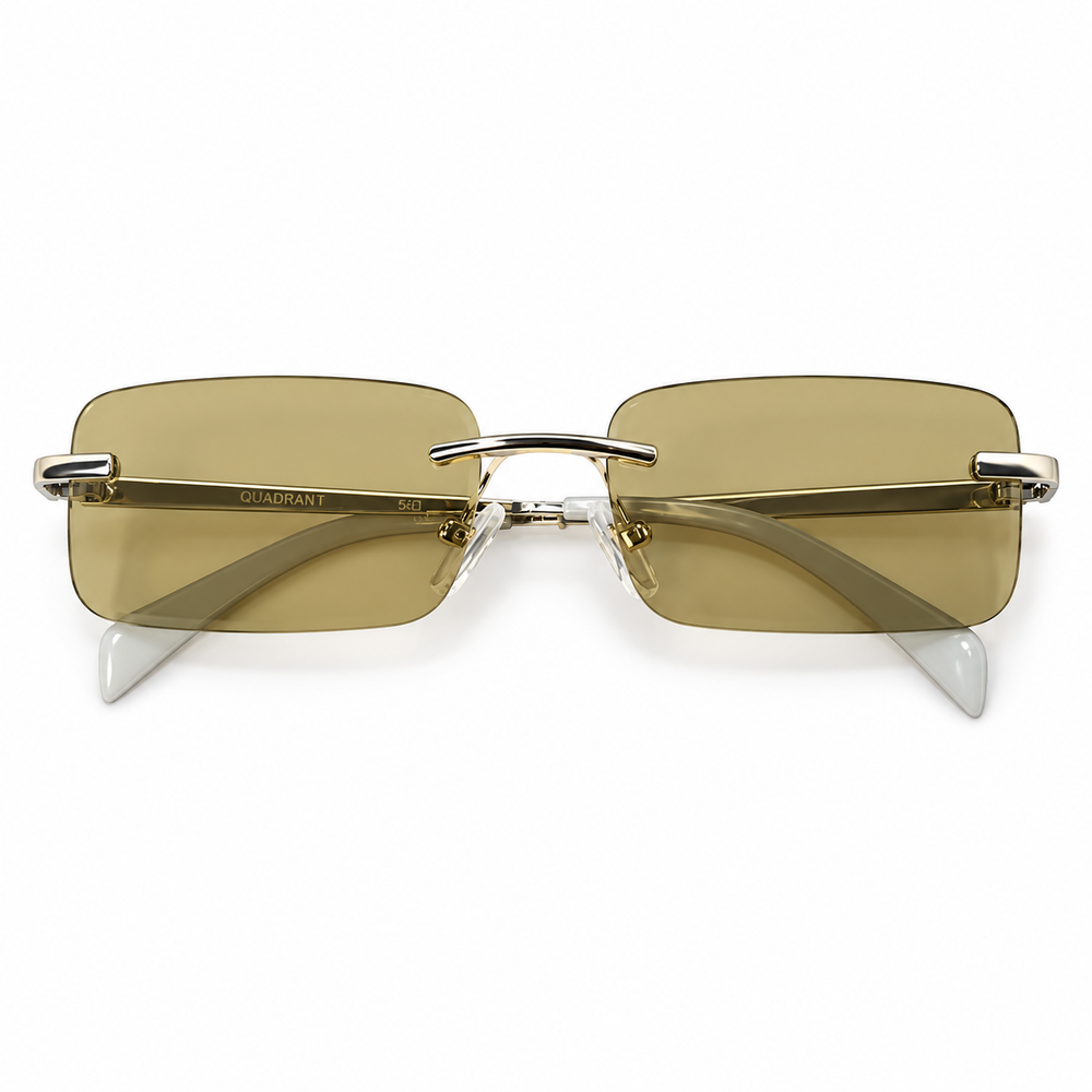 Richmond | Silver Green Rimless Rectangle Sunglass