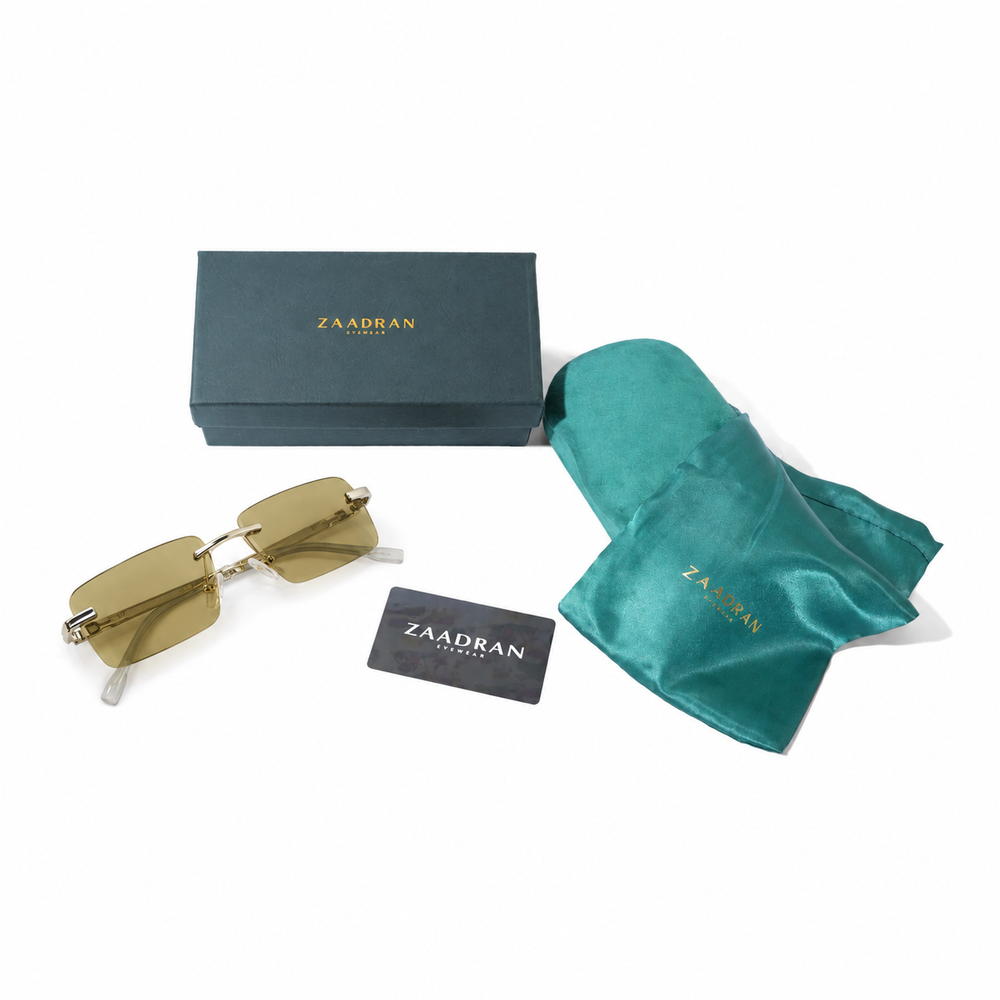 Richmond | Silver Green Rimless Rectangle Sunglass