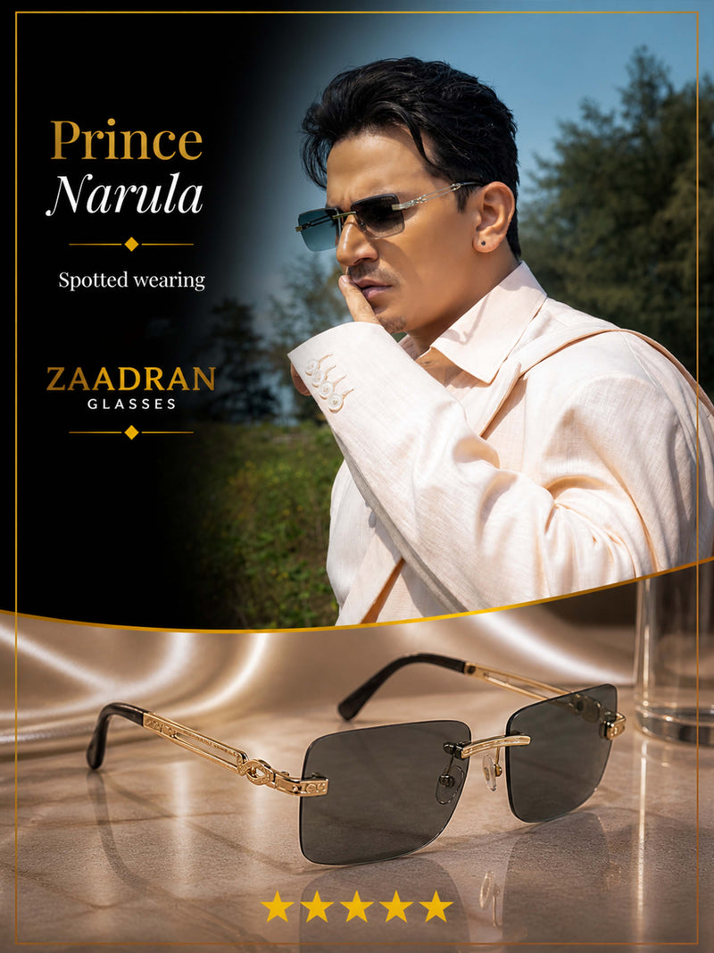 Richmond | Grey Golden Rimless Rectangle Sunglass