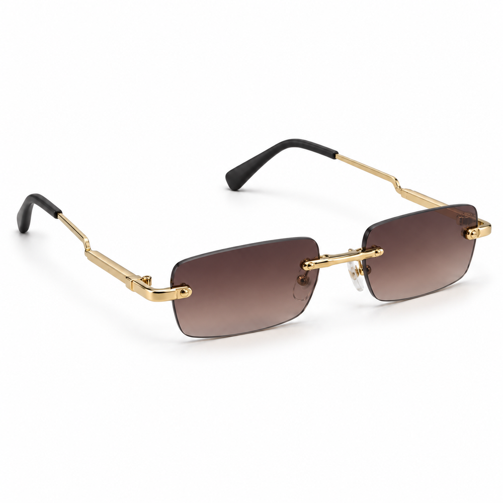 Richmond | Golden Brown Rimless Rectangle Sunglass
