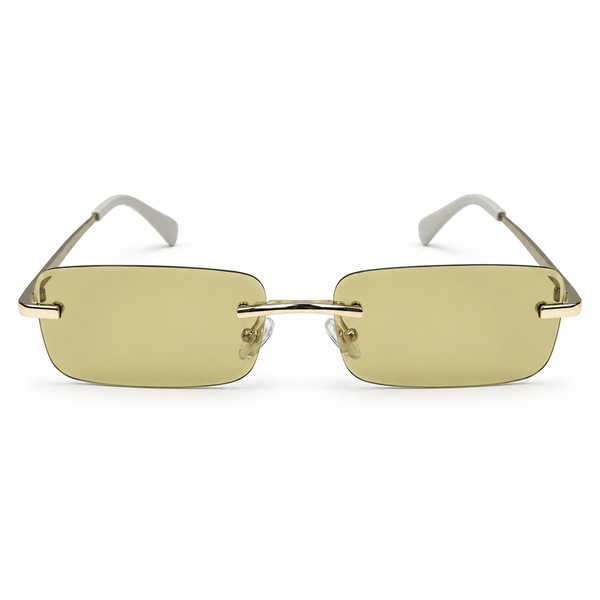 Richmond | Silver Green Rimless Rectangle Sunglass