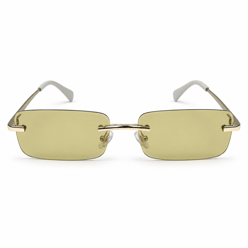 Richmond | Silver Green Rimless Rectangle Sunglass