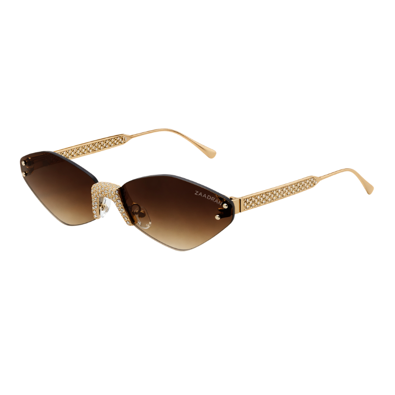 Rose Diamond Brown Rimless Cateye Sunglass