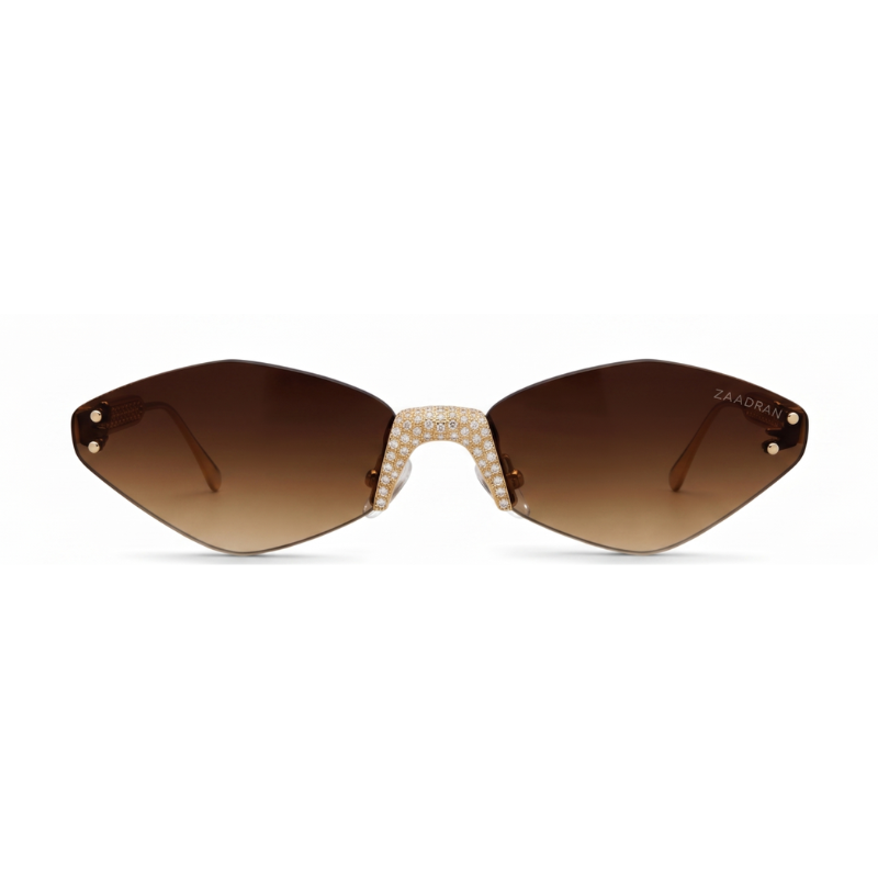Rose Diamond Brown Rimless Cateye Sunglass