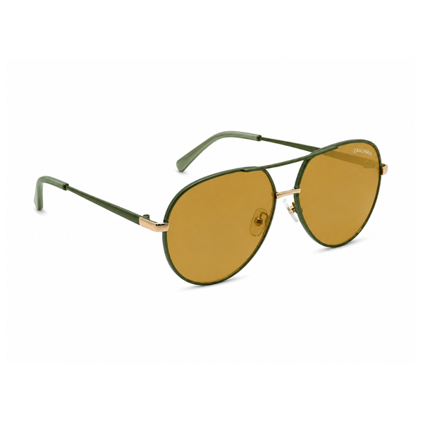 Royal Olive Green Metal Aviator Sunglass