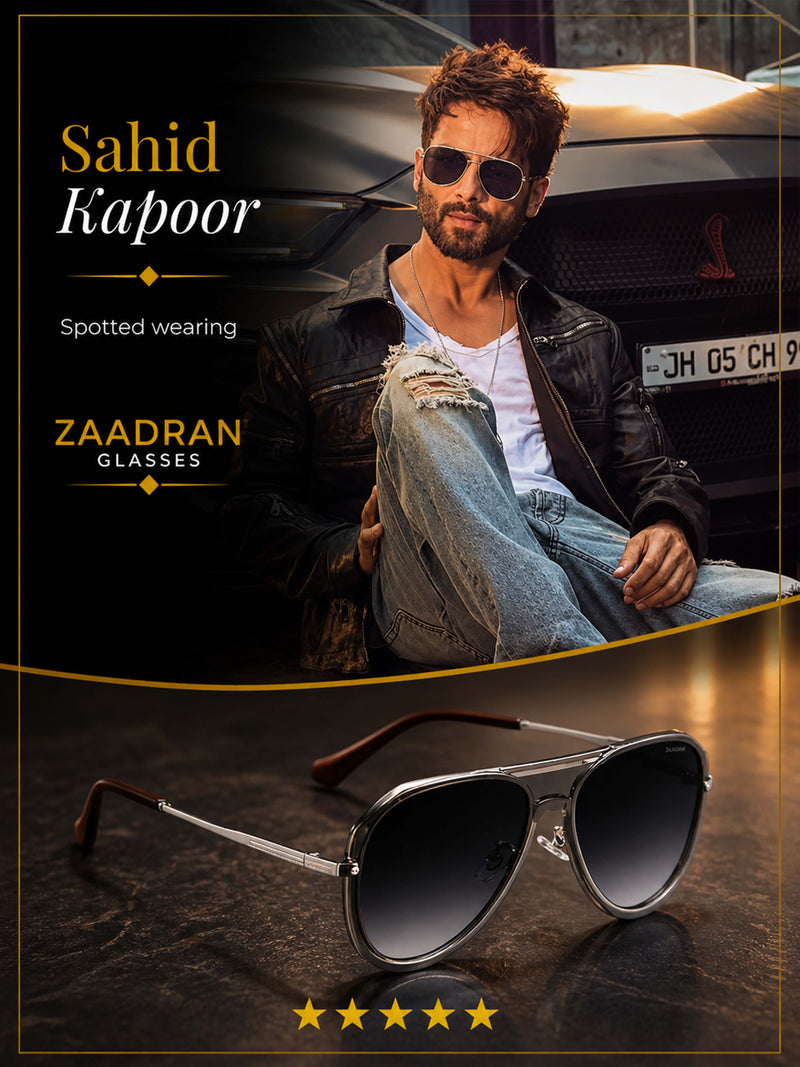 Samoa | Silver Black Aviator Sunglass