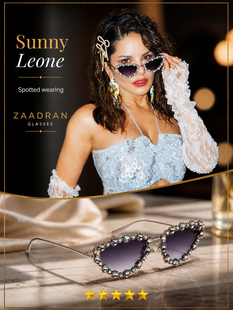 Diamond Kitty | Silver Fancy Cateye Sunglass