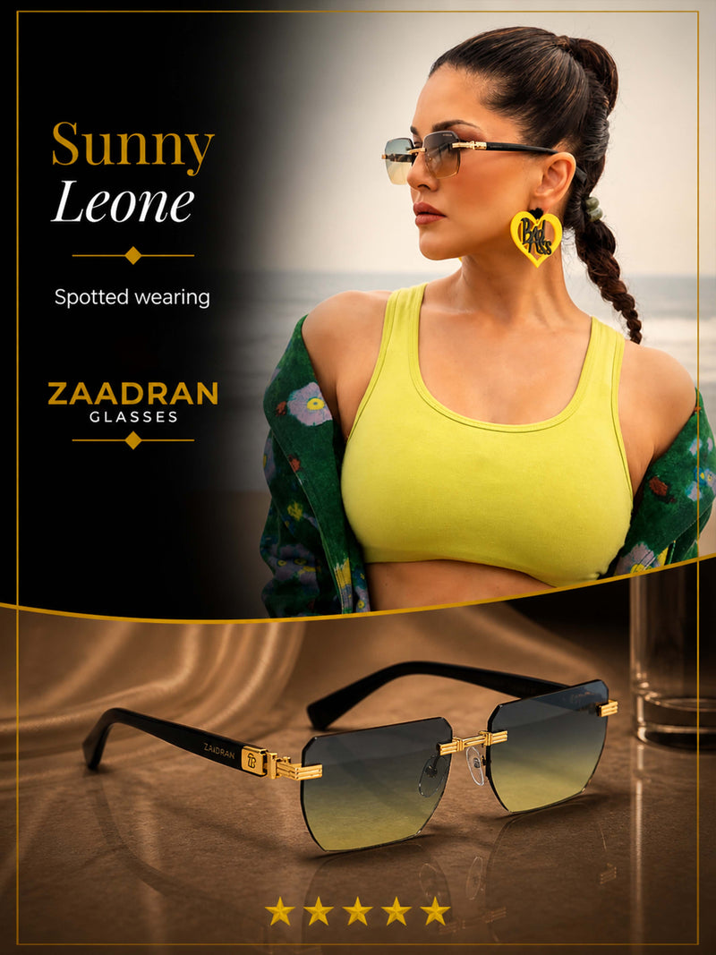 Jordan | Golden Dual Tone Rimless Wayfarer Sunglass