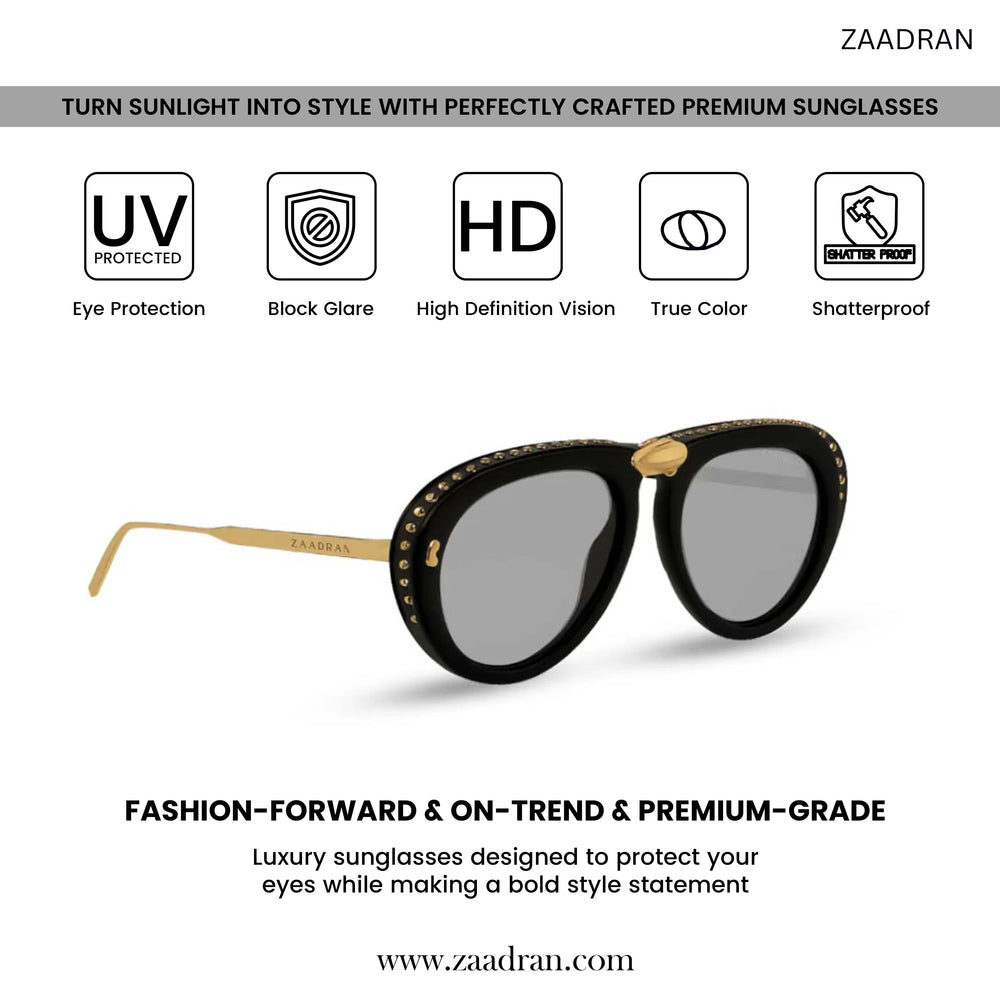 Toronto | Golden Black Transparent Foldable Aviator Sunglass