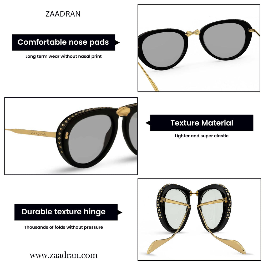 Toronto | Golden Black Transparent Foldable Aviator Sunglass