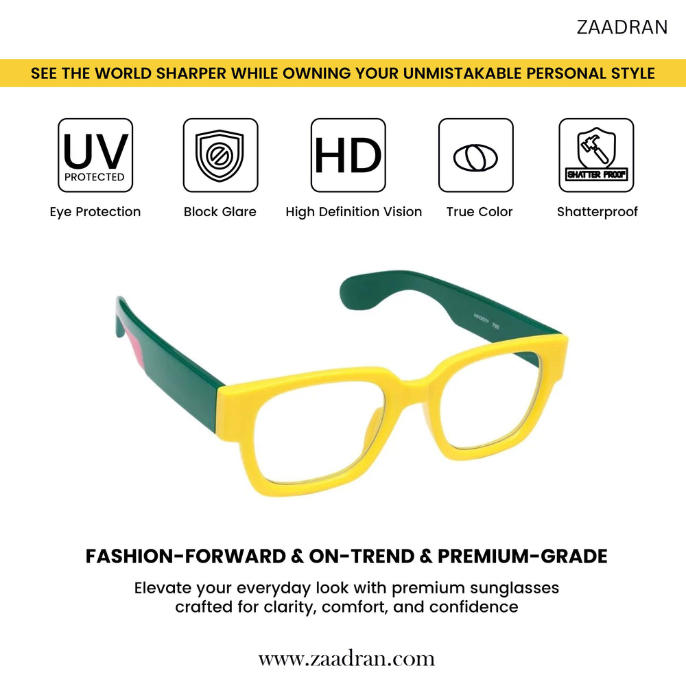 USA | Yellow Green Transparent Wayfarer Sunglass