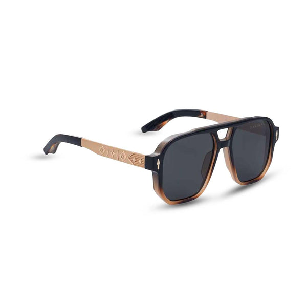 Europe | Golden Black Brown Aviator Sunglass