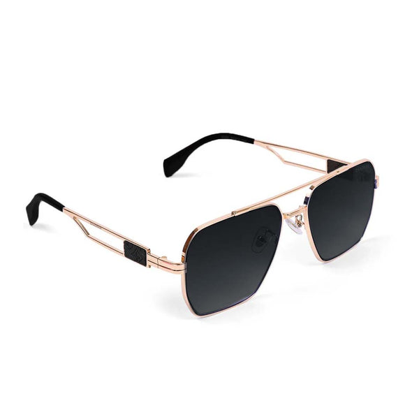 Alaska | Golden Black Aviator Sunglass - (ZAADWFALBLK0004)