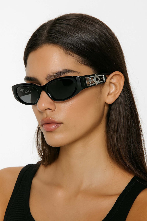 California | Black Silver Cateye Oval Sunglass