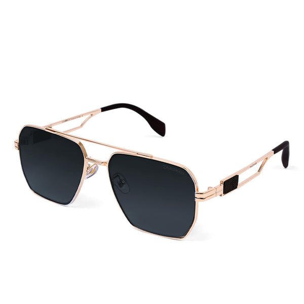 Alaska | Golden Black Aviator Sunglass - (ZAADWFALBLK0004)