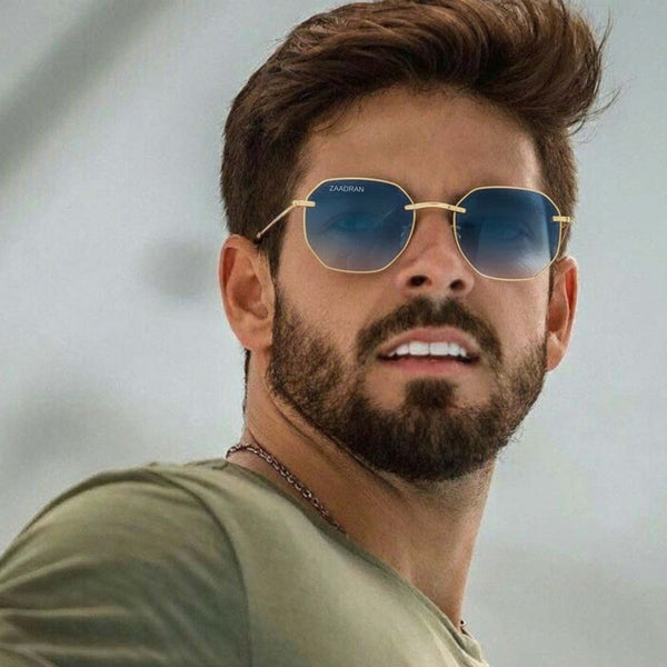 Venice | Golden Blue Rimless Wayfarer Sunglass