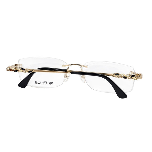 Black Golden four Diamond Leaf Transparent Rimeless Eyewear | Pinellii Edition