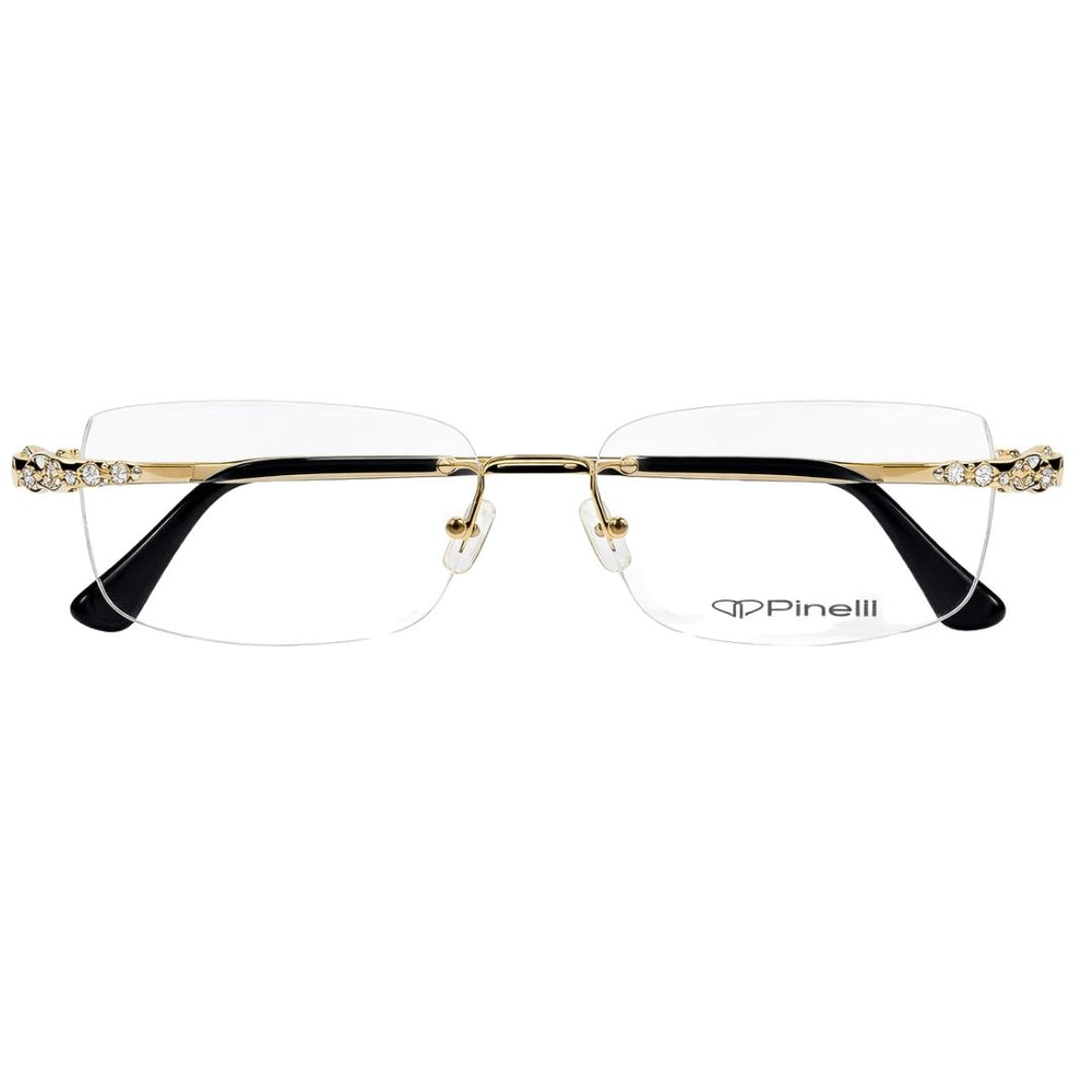 Black Golden four Diamond Leaf Transparent Rimeless Eyewear | Pinellii Edition