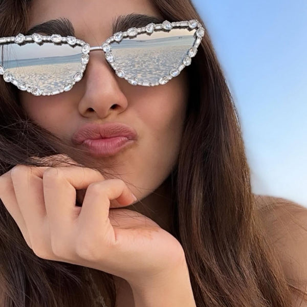 Diamond Kitty | Silver Fancy Cateye Sunglass