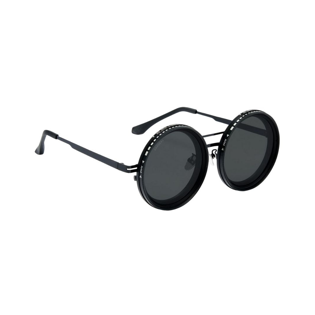Rotater | Metallic Black Round Sunglass – ZAADRAN