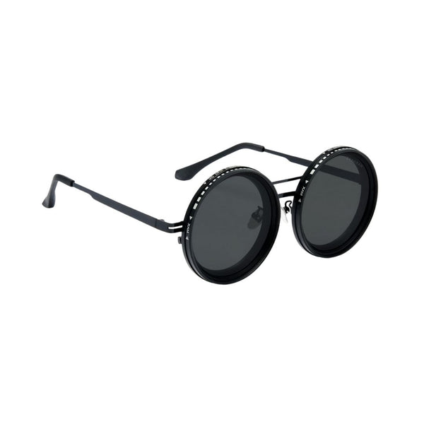 Rotater | Metallic Black Round Sunglass