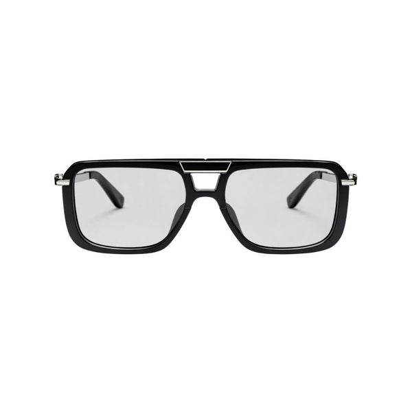 Zambia | Metallic Siver Black Aviator Sunglass