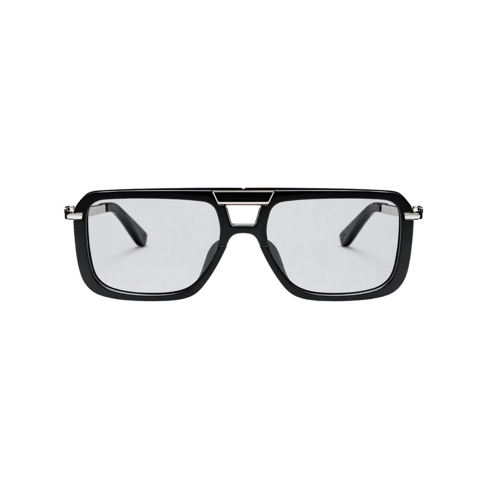 Zambia | Metallic Siver Black Aviator Sunglass