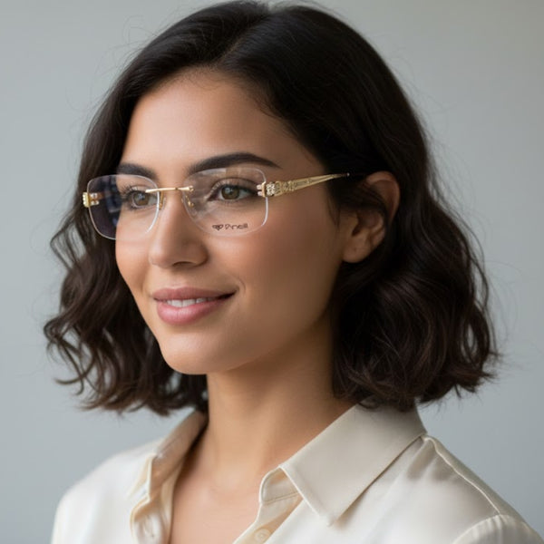 Cream Transparent Rimless Rectangle Eyewear |I1011| Pinelli Edition Opticals