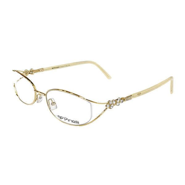 Cream Golden Flower Shaped Diamond Transparent Half Rimless Wayfarer Eyewear | I1010 |Pinelli Edition