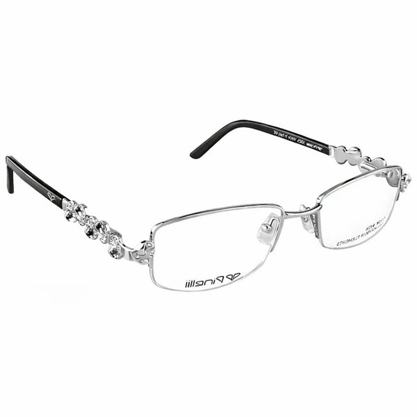 SILVER BLACK DIAMOND HALF RIMLESS TRANSPARENT RECTANGLE EYEWEAR | PINELLI EDITION