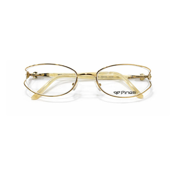 Cream Golden Flower Shaped Diamond Transparent Half Rimless Wayfarer Eyewear | I1010 |Pinelli Edition