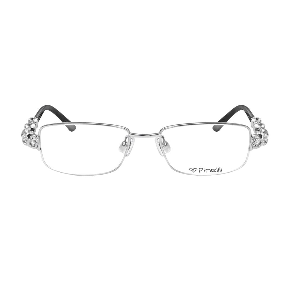 SILVER BLACK DIAMOND HALF RIMLESS TRANSPARENT RECTANGLE EYEWEAR | PINELLI EDITION