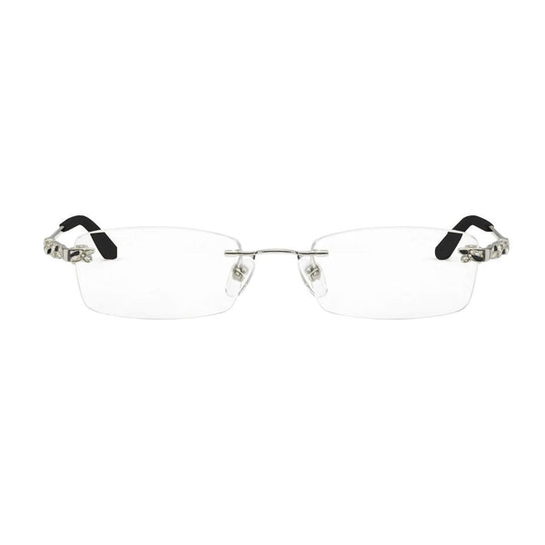 Silver Diamond Black Transparent Rimless Rectangle Eyewear | Pinelli Edition