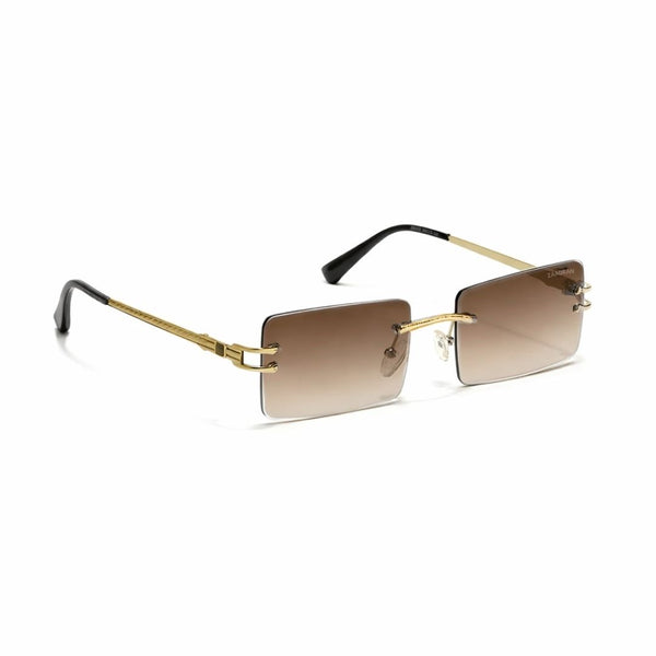 Austria | Golden Brown Rimless Rectangle Sunglass - (ZAADRLASGLDBR0020)