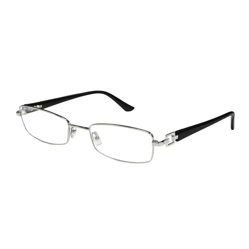 Black Silver Diamond Transparent Rimless Rectangle Eyewear | Pinelli Edition