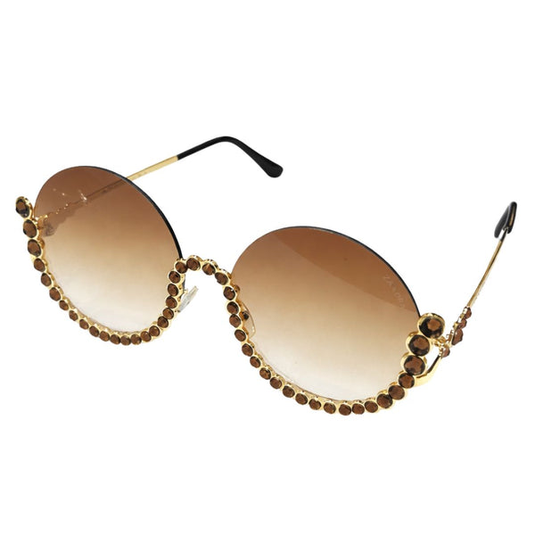 Vintage Underline | Golden Brown Round Sunglass