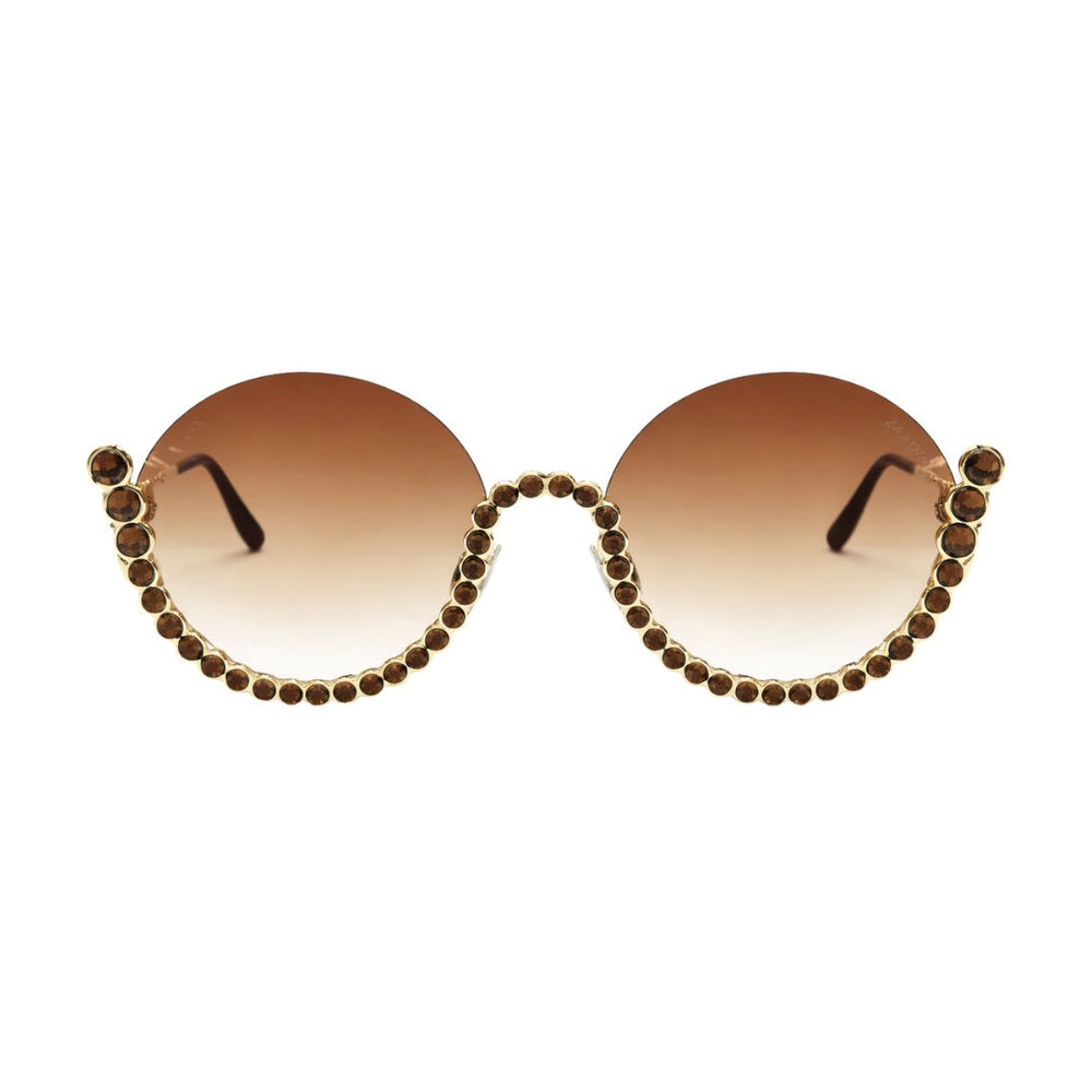 Vintage Underline | Golden Brown Round Sunglass