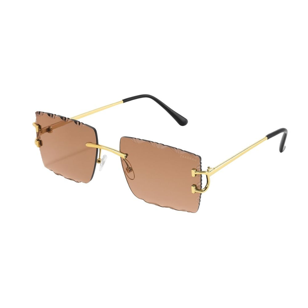 Alberta Diamond Cut | Peach Rimeless Sunglass - (ZAADRLABDCPCH0008)