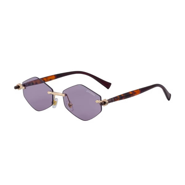 Benin | Leopard Wine Hexa Rimless Sunglass