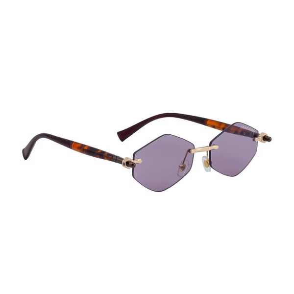 Benin | Leopard Wine Hexa Rimless Sunglass